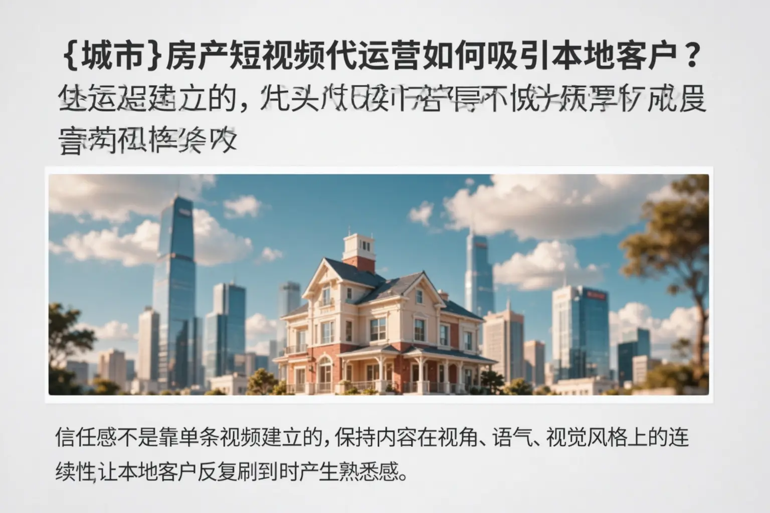 夹江房产短视频代运营如何吸引本地客户?
